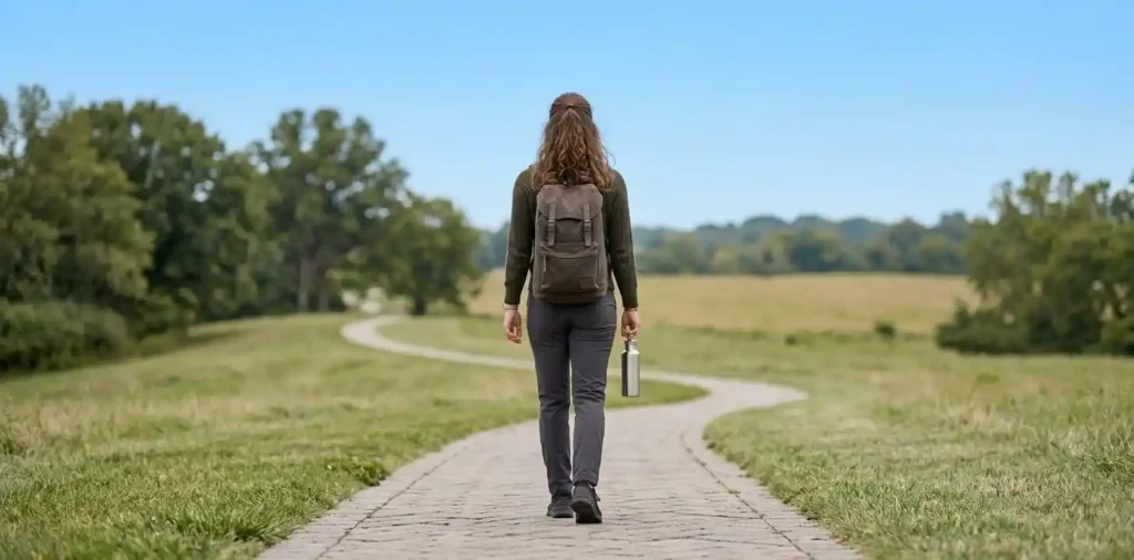 Woman moving forward with determination and confidence