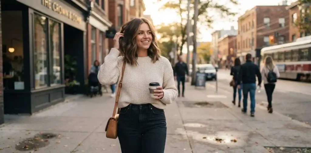 Woman showing off her fresh haircut