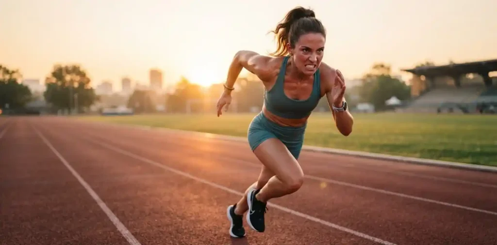 Woman training outdoors during an intense workout