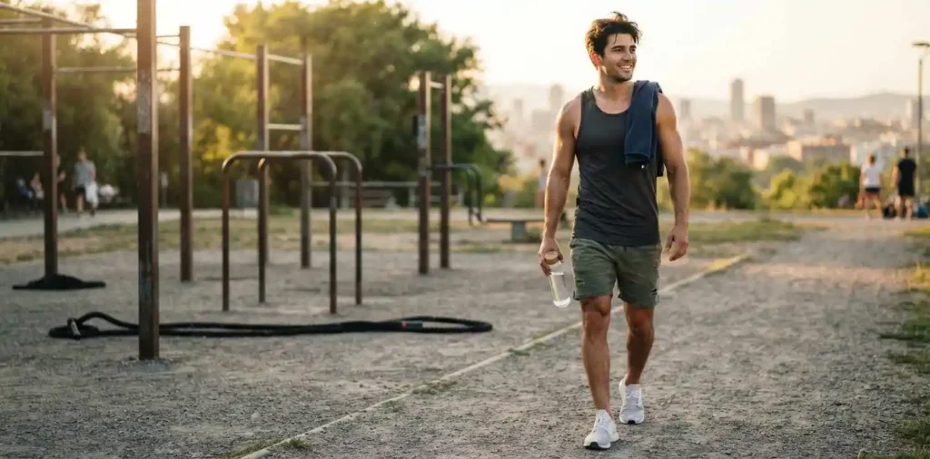 Man relaxing after outdoor fitness training