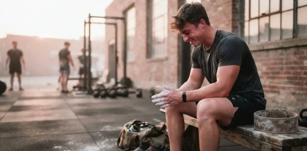 Man reflecting after achieving lifting milestone