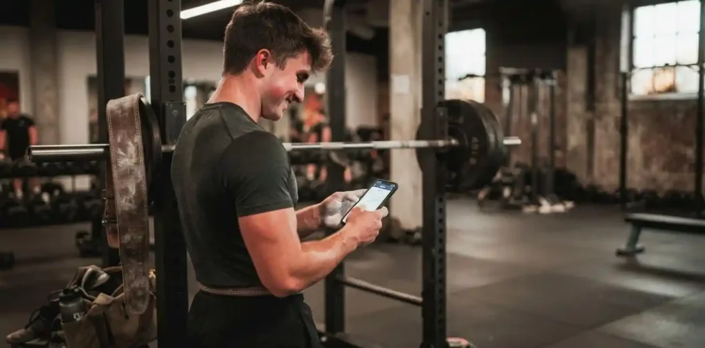 Athlete comparing strength progress after training